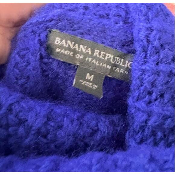 Banana Republic Italian Yarn Turtleneck Womens Sweater Blue Alpaca Wool Blend M - Picture 4 of 5